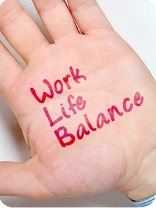 "Work Life Balance" written on the hand.